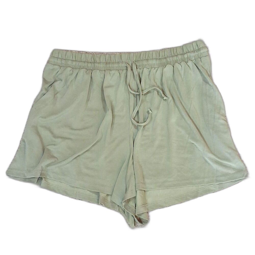 ​TBH SHORTS XL GREEN WOMEN CASUAL LOUNGE SLEEP DRAWSTRING ELASTIC WAIST SHORT...